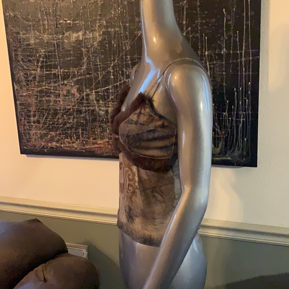 Vintage French Boutique Genuine Fur Trimmed Camisole - Picture 3 of 8